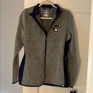 Fanatics Gray and Blue Varsity Jacket with Emblem